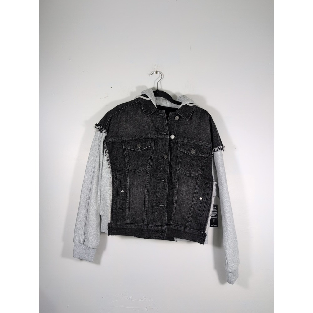 NWT $129 Liverpool Hybrid French Terry Trucker Jacket Small Gray Festive